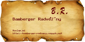 Bamberger Radvány névjegykártya